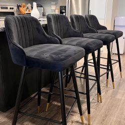 Sidanli Black Velvet Bar Stools