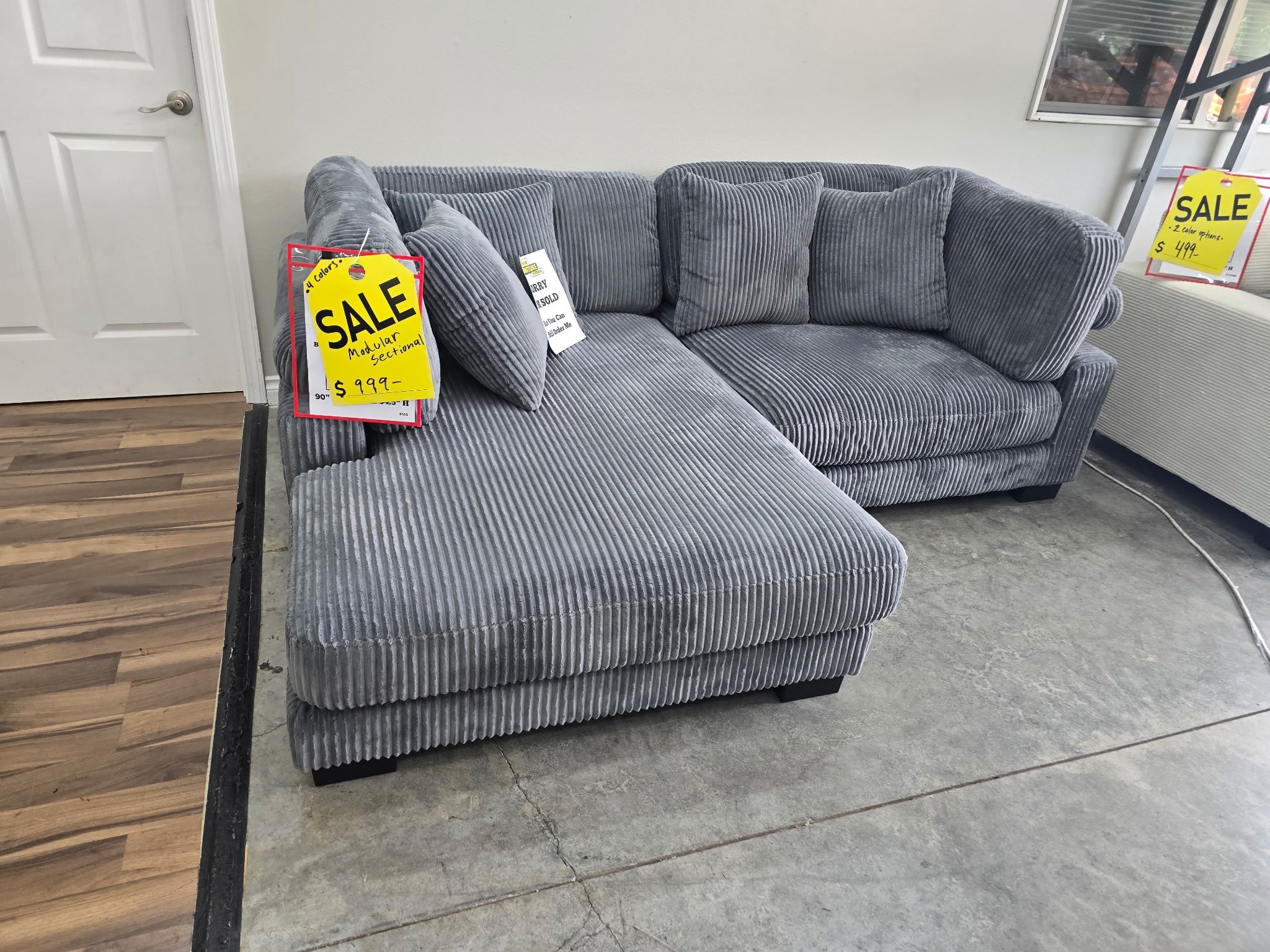 Corduroy Grey Sectional