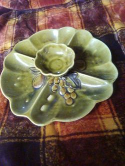 1965 Los Angeles Potteries Avocado Green Fruit Serving Tray/Dish