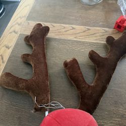 Brown Soft Decorative Antlers And Red Nose
