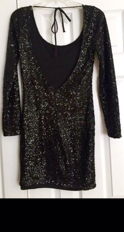 Very sexy-all back open,stretchy sequin blk dress, size S/M