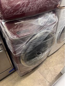 Samsung Front Load Set Burgundy Gas