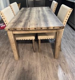 Used, beige dining table set
