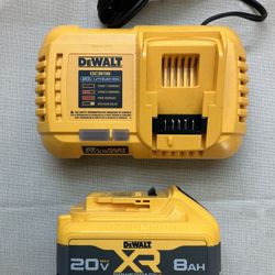 DEWALT. 20V/60V MAX  Lithium Ion 8Amp Fast  Charger and 8.0Ah  PowerPack Battery Kit.