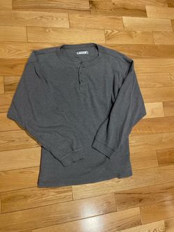 Gray Thermal Henley Long Sleeve Shirt
