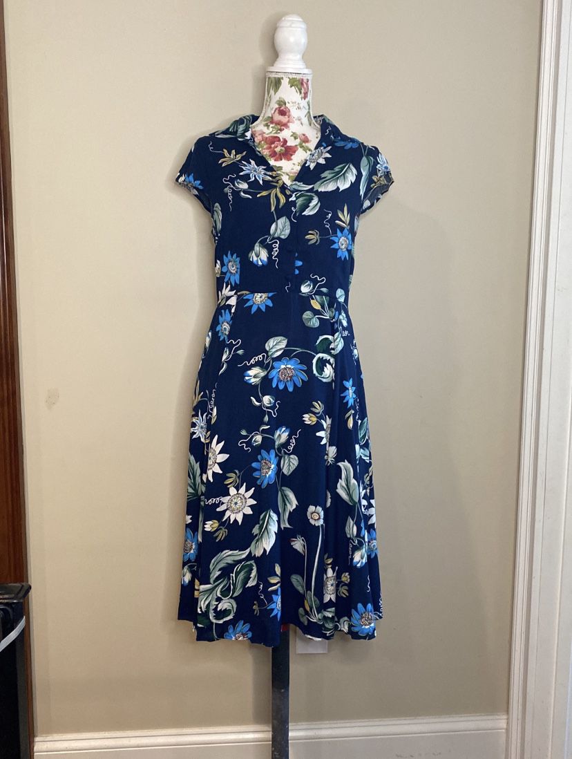 A Notch Collar Floral Print Dress With Pockets 