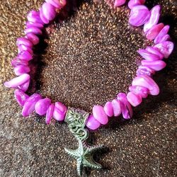 Pink Shell Stretch Bracelet, Starfish Charm