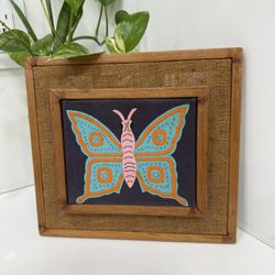 Vintage Mid Century Kuna Mola Butterfly Textile Art
