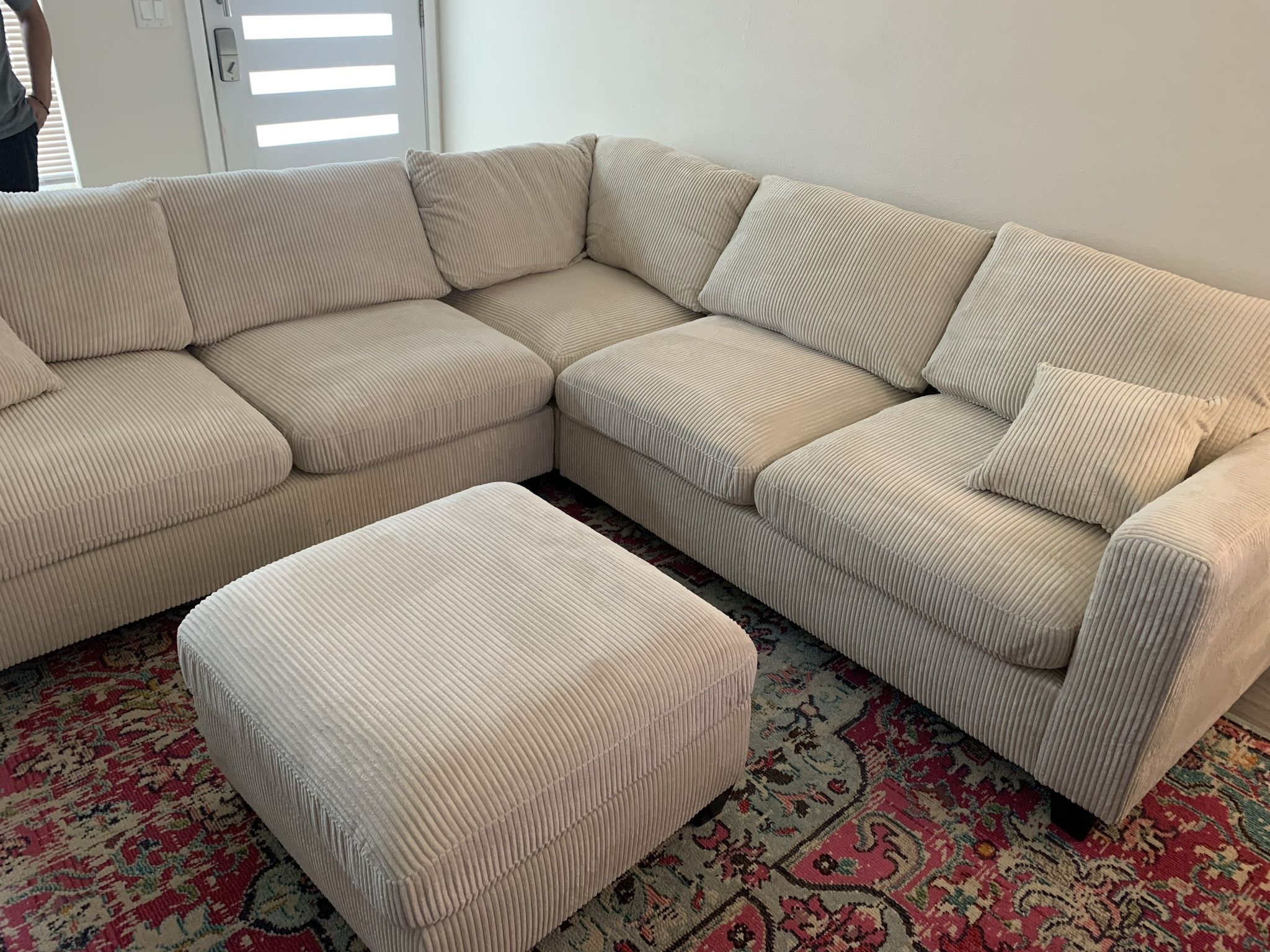 New 99x99 Corduroy Sectional Couch / Free Delivery