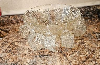 Vintage Glass Punch Bowl
