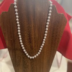 Vintage  Silver-Grey Faux Pearl Necklace