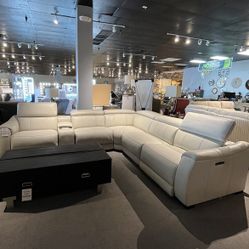 6PC Leather Power Reclining Sectional 