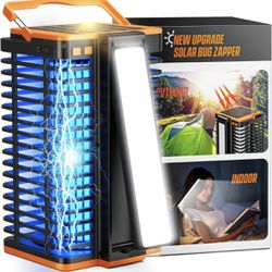 Solar Bug Zapper Outdoor,2 in 1 Mosquito Zapper Cordless & Rechargeable, Kiies 4200V Portable Fly Zapper Insect Trap with Reading Lamp for Camping Pat