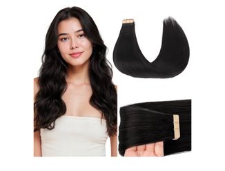 Brandnew  Tape in Hair Extensions Human Hair, 1B Natural black, 22inch 50g 20pcs, Skin Weft Seamless Invisible, Silky Straight with Thick Ends, Remy H