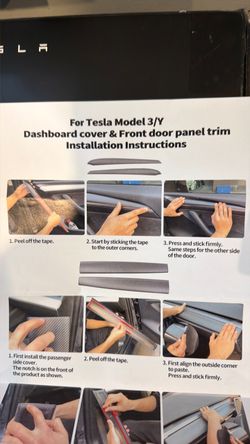 Tesla model 3 dashboard & front door panel trim carbon fiber