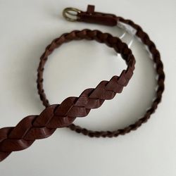 Classic Brown Leather Braided Unisex Belt