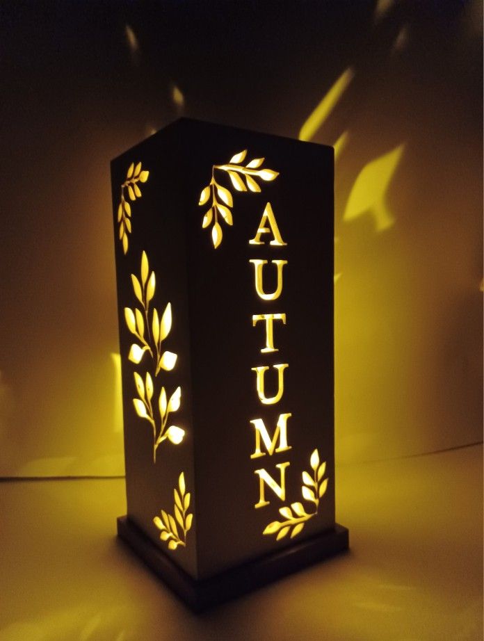 Light Up Wood Cutout Lantern. Autumn Design