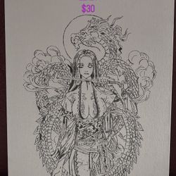 Dragon Of Seppuku (Suicide) Canvas Drawing