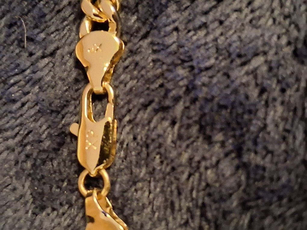 Real 14k Gold Plated Over .925 Sterling Silver( No Fade)  24" Chain With 2 Pendants VVS Lab Diamonds