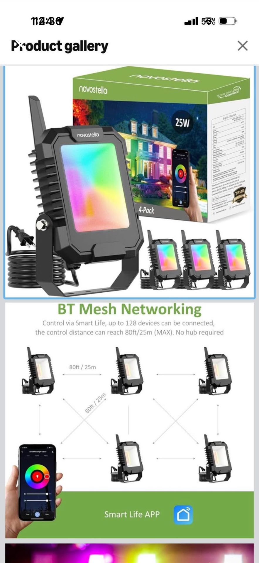 Smart RGB LED Flood Light 25W Tunable White 2700K-6500K, Outdoor Uplights Floodlights Colo