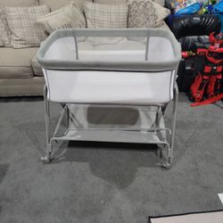 Baby bedside bassinet/white & grey Adjustable Height