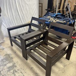 Pair of  modern brown wooden club armchairs - Originally $950