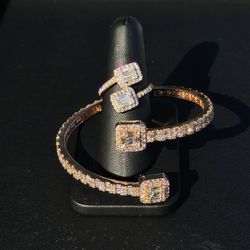 14k rose gold baguette diamond bypass bracelet