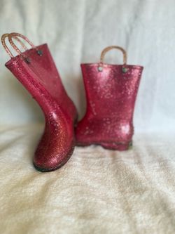 KIDS GLITTER RAIN BOOT - HOT PINK