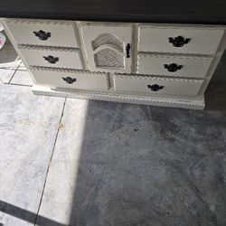 White Antique Dresser, Desk And Chair