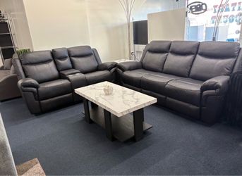 Black sofa and loveseat Manual Recliner