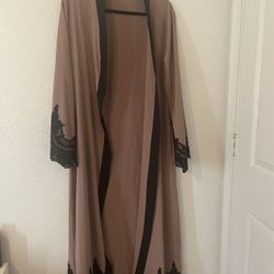 Brown And Black Robe/ Abaya With Lace Size M