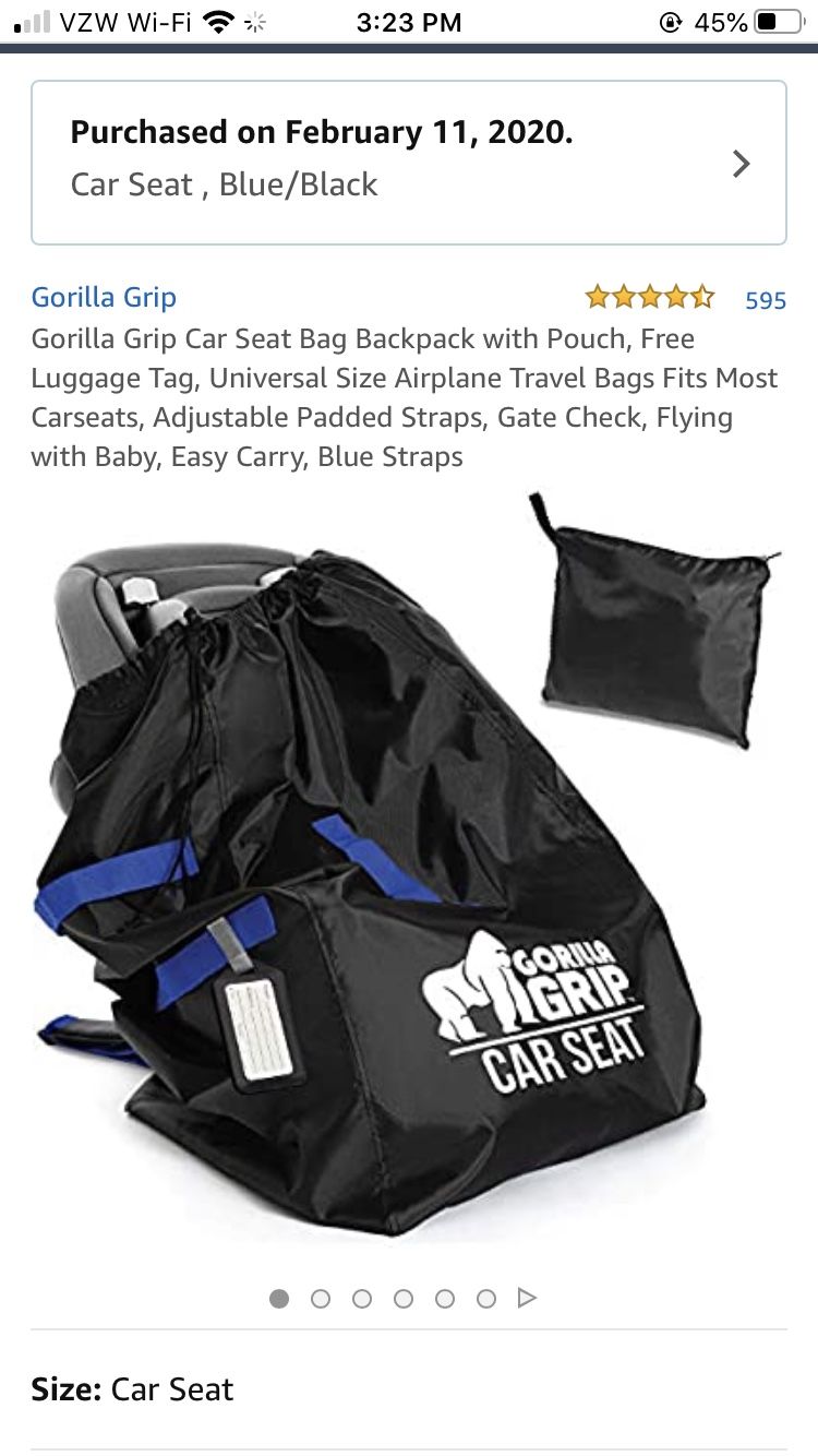 Gorilla grip car seat bag