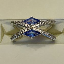 Tanzanite & White CZ Ring "Dreaming of Opulence" Bomb Party (NWT)