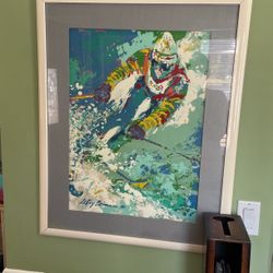 Leroy Neiman picture of a downhill skier with beautiful frame
