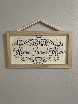 ‘Home Sweet Home’ Hand Drawn, Hanging Wall Decor Sign 🪧