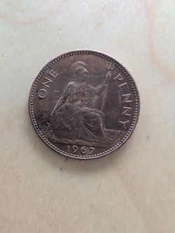 One penny 1967 Collection Elizabeth DEI GRATIA REGINA