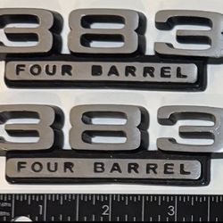 Set of Two OEM Dodge 383 Four-Barrel Fender Emblems (1966–1970) 