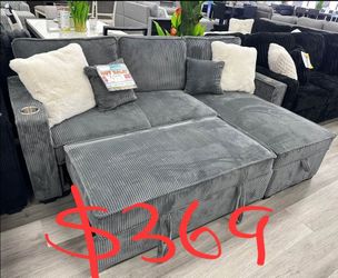Ikea style sectional sofa with pullout bed and large storage