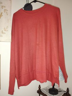LUCKY BRAND/Coral Red Crew Neck Knit Sweater