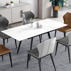 Modern Extendable Dining Table With Stone Marble top 