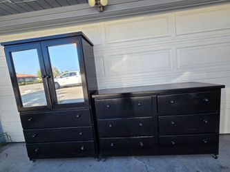 Wood Dresser and Wardrobe