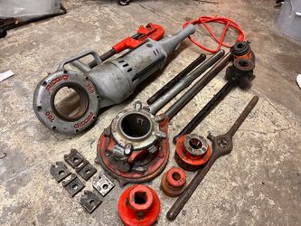 Collection of Ridgid pipe-fitting/pipe-threading tools
