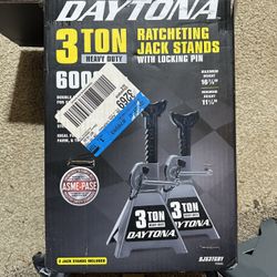 DAYTONA 3 Ton Heavy Duty Ratcheting Jack Stands Slate Gray