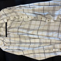 White Plaid Blouse/flannel Size L