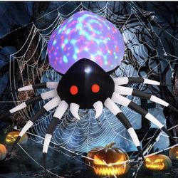 GOOSH 6 FT Height Halloween Inflatables Outdoor Spider with Magic Light, Blow Up Yard Decoration with LED Lights 