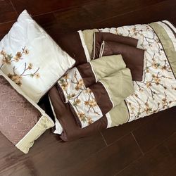 Cal. King Bedding Set. Includes 2 pillows, 4 pillowcases. Two king and two euro. 