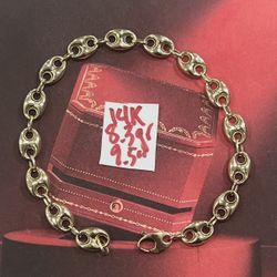 For Wedding 14K Yellow Gold Ankle Gucci Bracelet  8.3Gr 9.5 Inches Long 