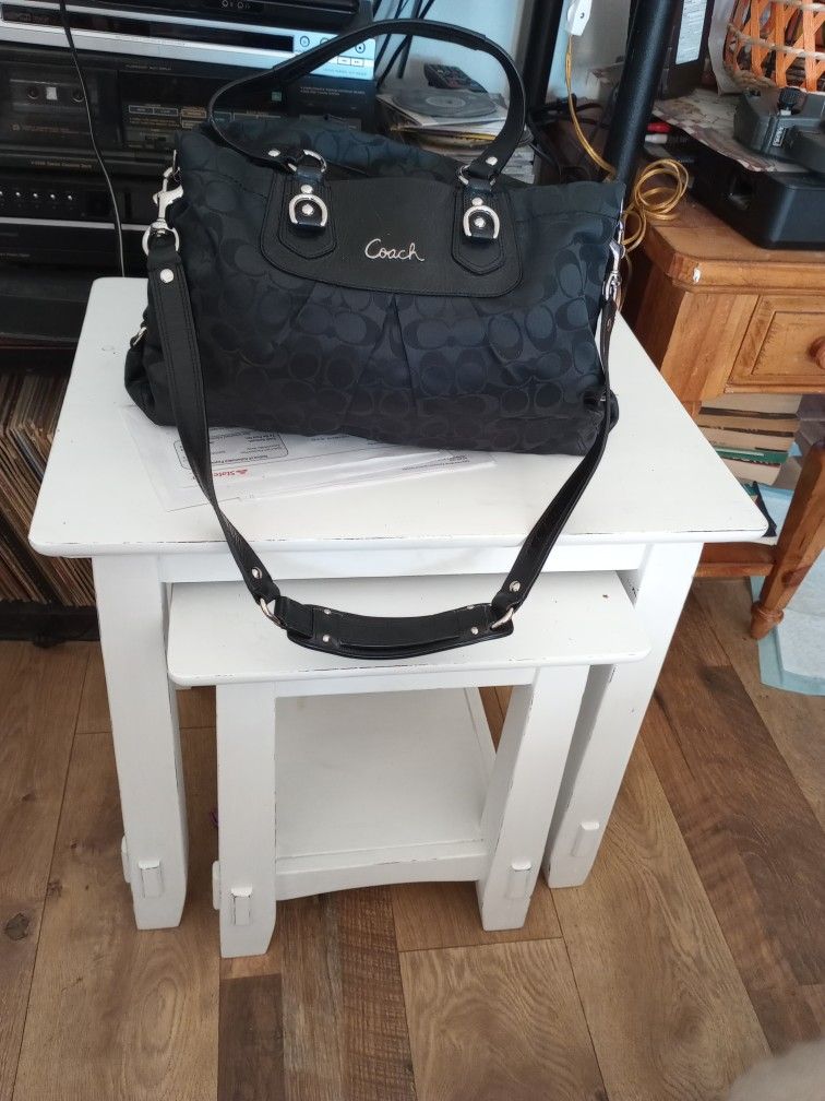 Coach Ashley Black Satin Bag