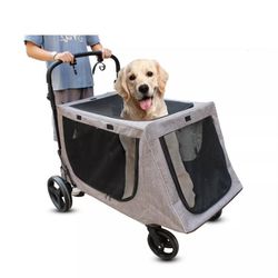 Dog Stroller for Extra Large Dogs, Pet Stroller for 2-3 Dogs Up to 200lbs, Dog Carriage Dog Wagon with Adjustable Handle,Travel Folding Carrier Animal