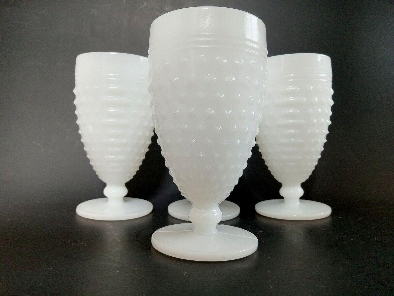 Anchor Hocking Vintage Hobnail Milk Glass Goblets